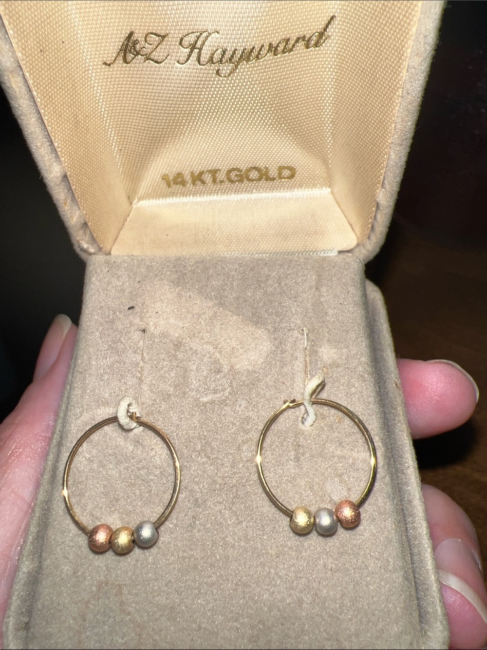 14kt gold tri color hoop earrings